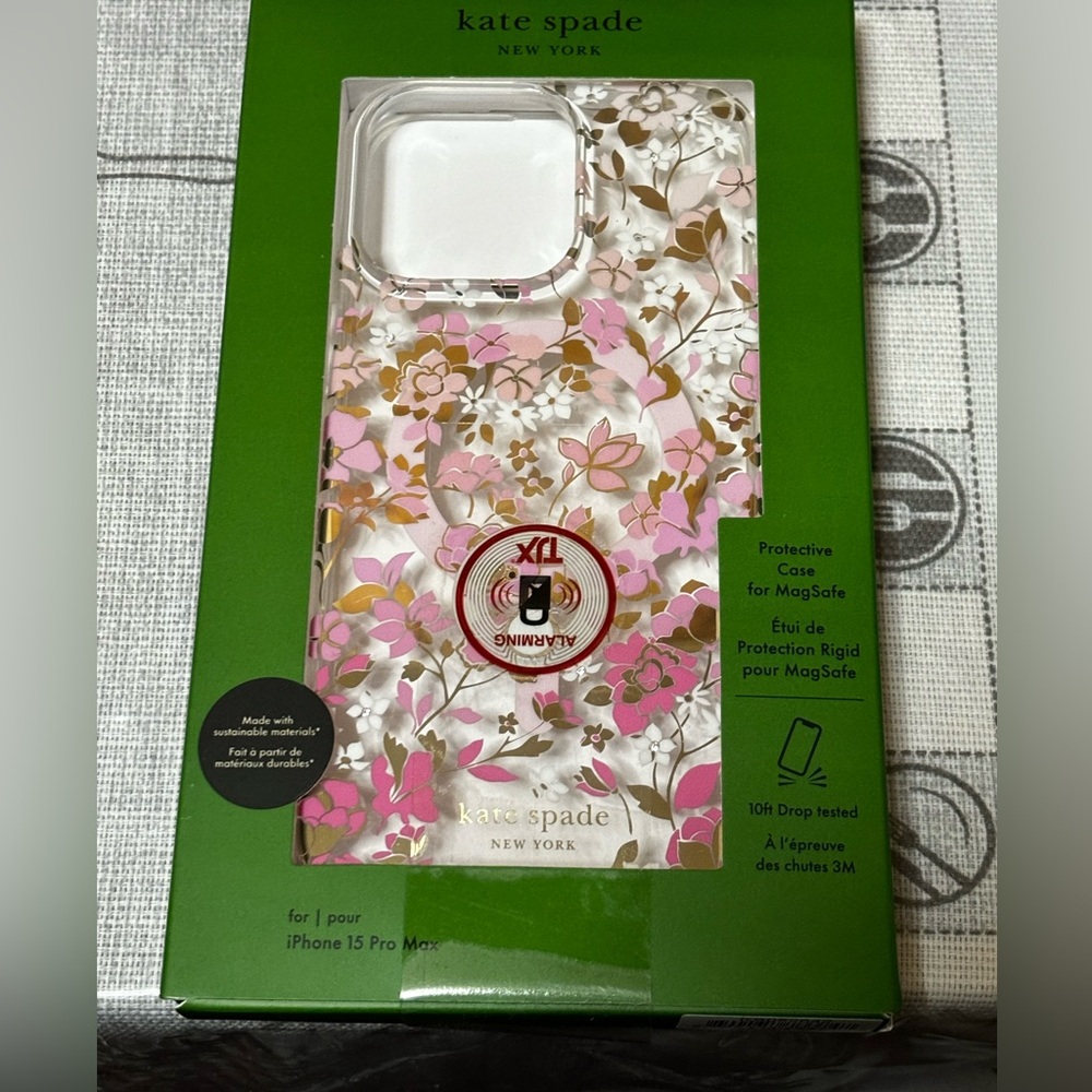 Brand New! Kate Spade Hardshell Magsafe Case iPhone 15 Pro Max - Flowerbed Pink